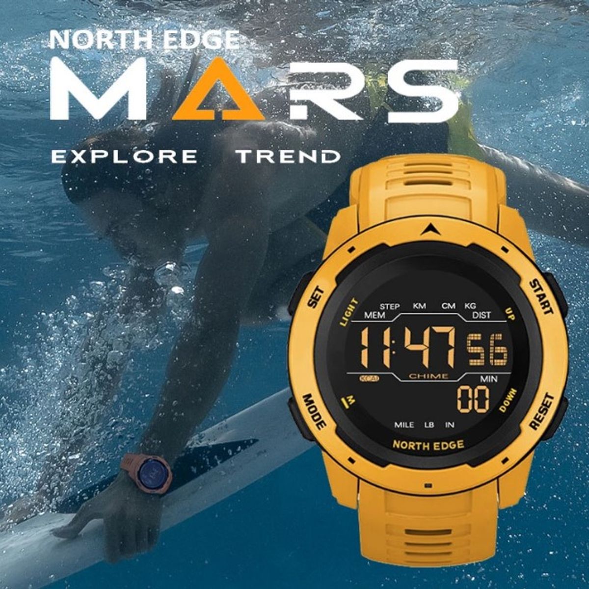 NORTH EDGE - Reloj Hombre NORTH EDGE MARS 2 Sport Outdoor Digital
