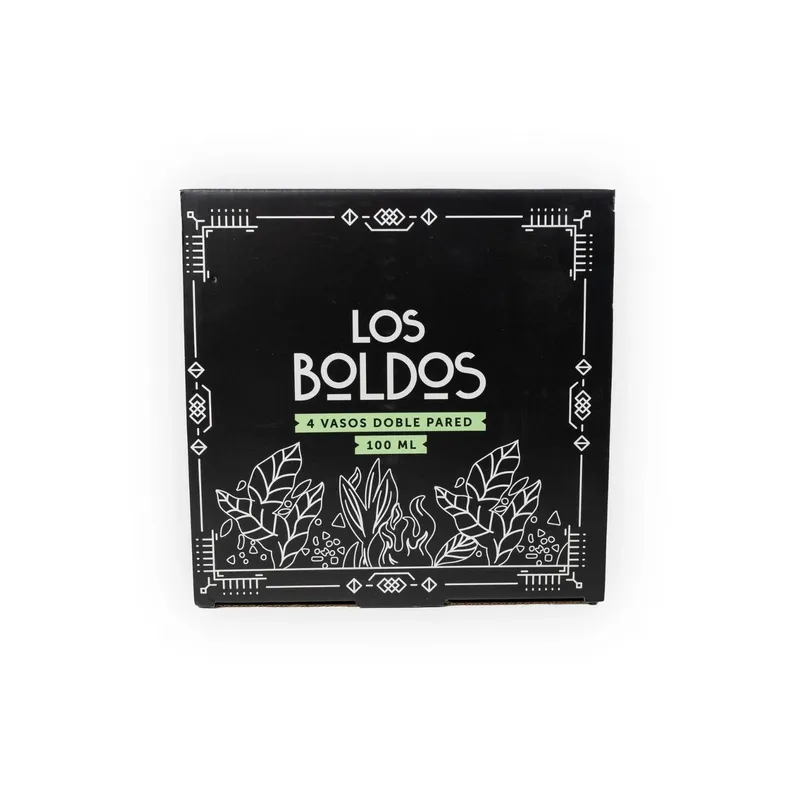LOS BOLDOS - Pack 4 Vasos Doble Pared Vidrio 100mL Liquidos Calientes Cafe
