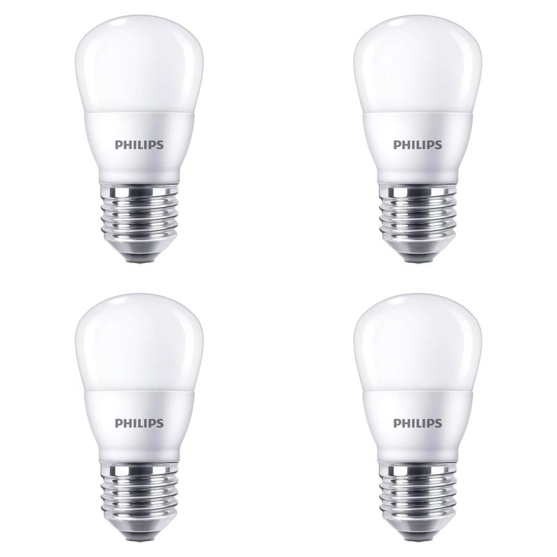 PHILIPS - Set 4 Ampolletas Pequeñas Philips Led P45  4W E27 Luz Calida 350 Lm