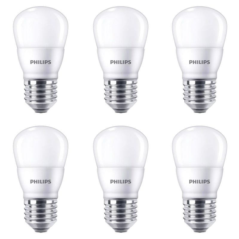 PHILIPS - Set 6 Ampolletas Pequeñas Philips Led P45  4W E27 Luz Calida 350 Lm