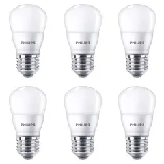 PHILIPS - Set 6 Ampolletas Pequeñas Led P45 4W E27 Luz Calida 350 Lm