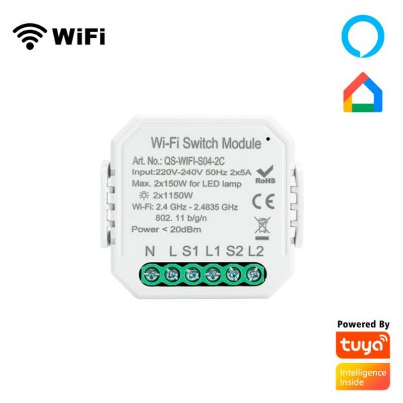 VHOME - Switch Wifi 2 Gangs 2x150W for LED lamp 2x1150W
