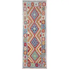 BAZHARS - Alfombra 198X061 cm Artesanal Kilim Vegi