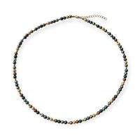 Collar Perlas Shellpearl Verde Café 4mm Enchapado Oro 18K