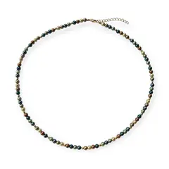 ANDREA COGGIOLA JOYAS - Collar Perlas Shellpearl Verde Café 4mm Enchapado Oro 18K