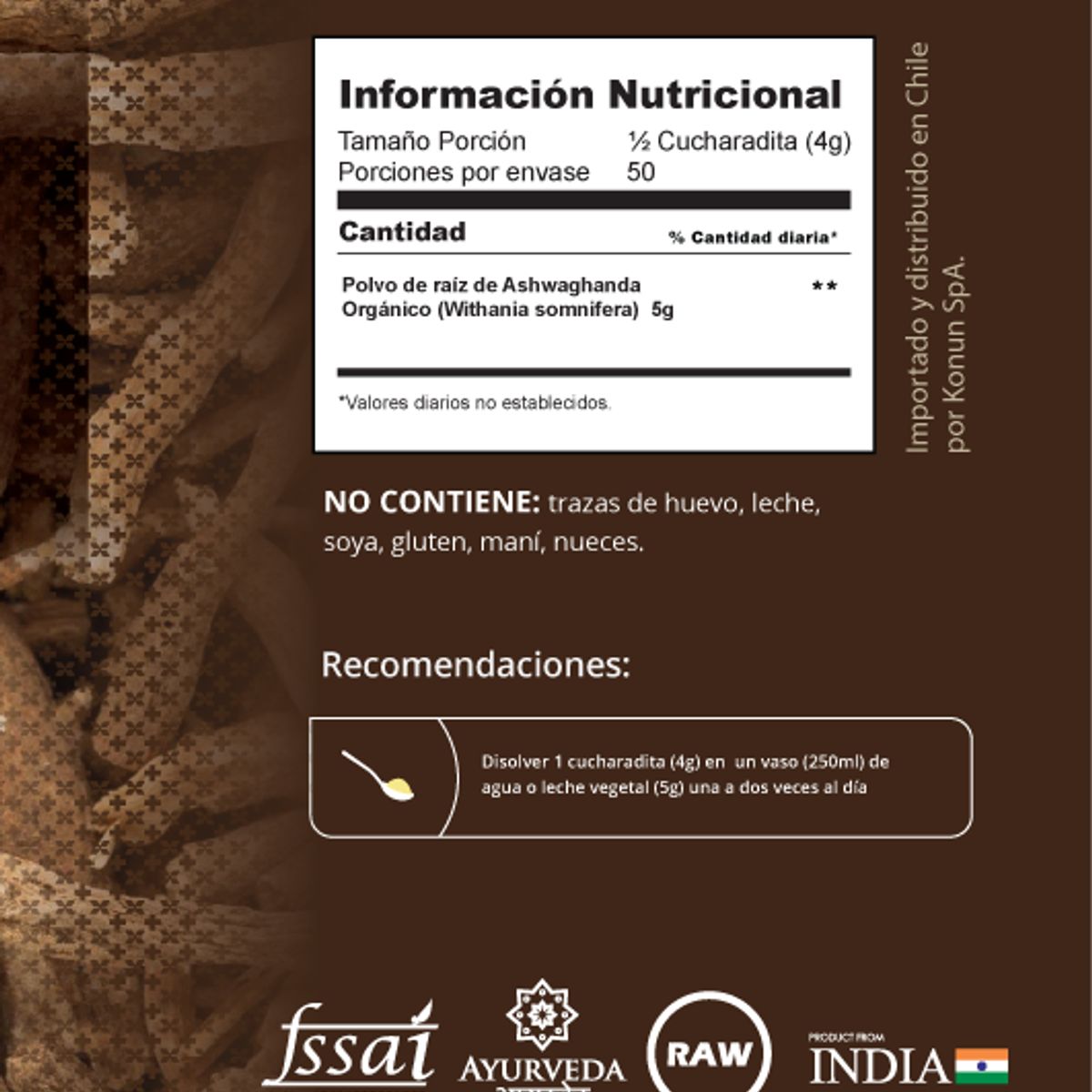 GENERICO - Aswagandha orgánica de la India en polvo 200 gr