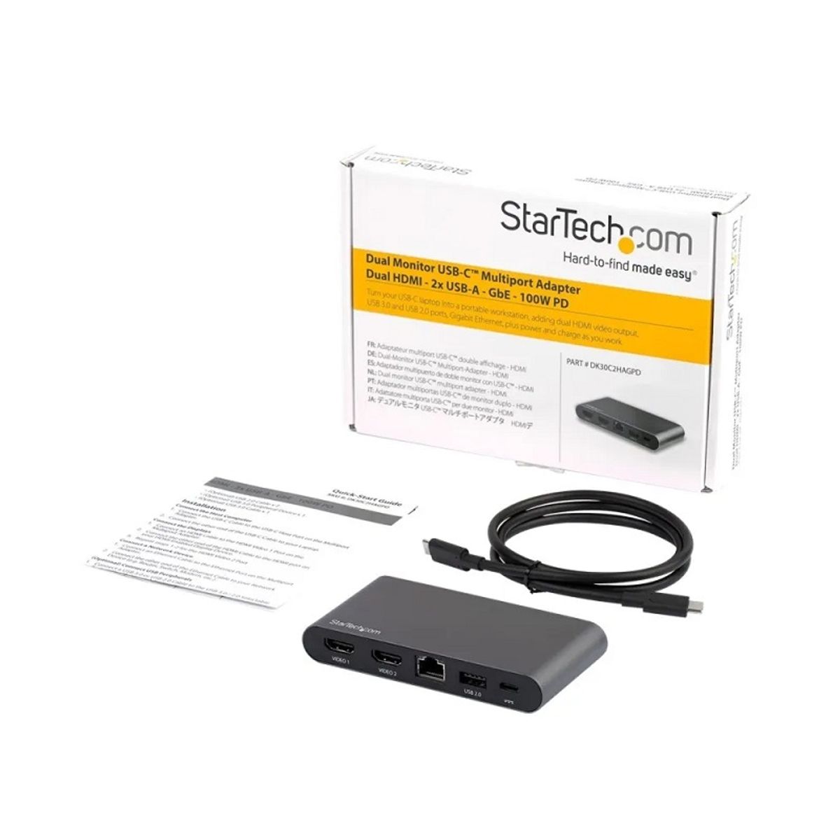 STARTECH - Adaptador Startech Hub USB-C a DP(2)/RJ-45/UDB-A(2)/USB-C(energia) Multipuertos