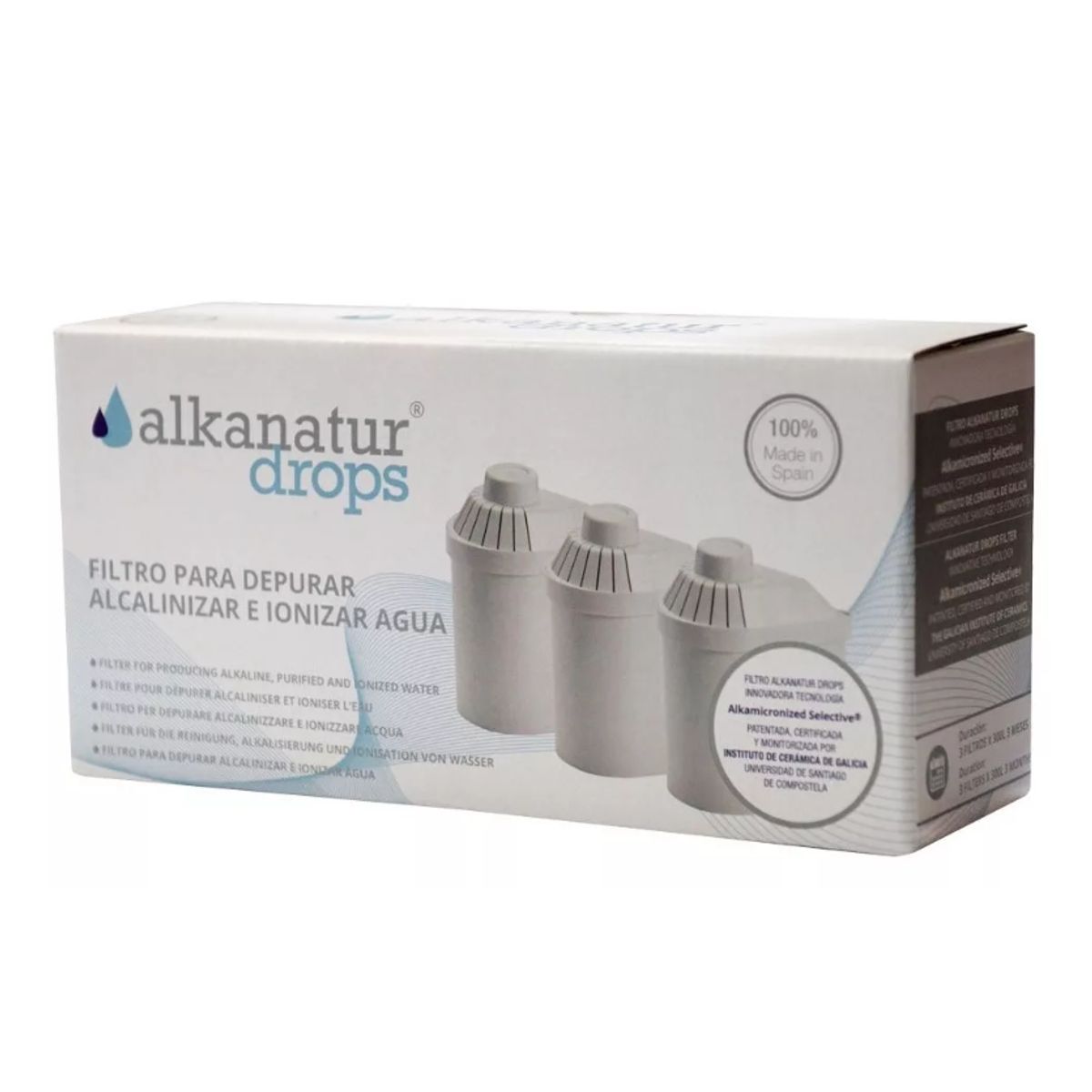 ALKANATUR - Pack 3 Filtros Jarra Purificadora De Agua Alkanatur, salud y bienestar