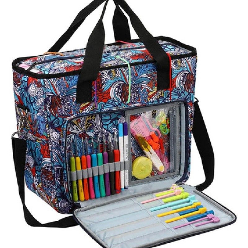 GENERICO - Bolso Porta Tejido Lana Palillos Crochet Tipo Cartera Grande