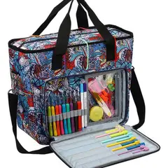 GENERICO - Bolso Porta Tejido Lana Palillos Crochet Tipo Cartera Grande
