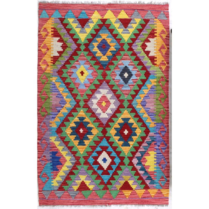 BAZHARS - Alfombra 115X083 cm Artesanal Kilim Vegi Bazhars