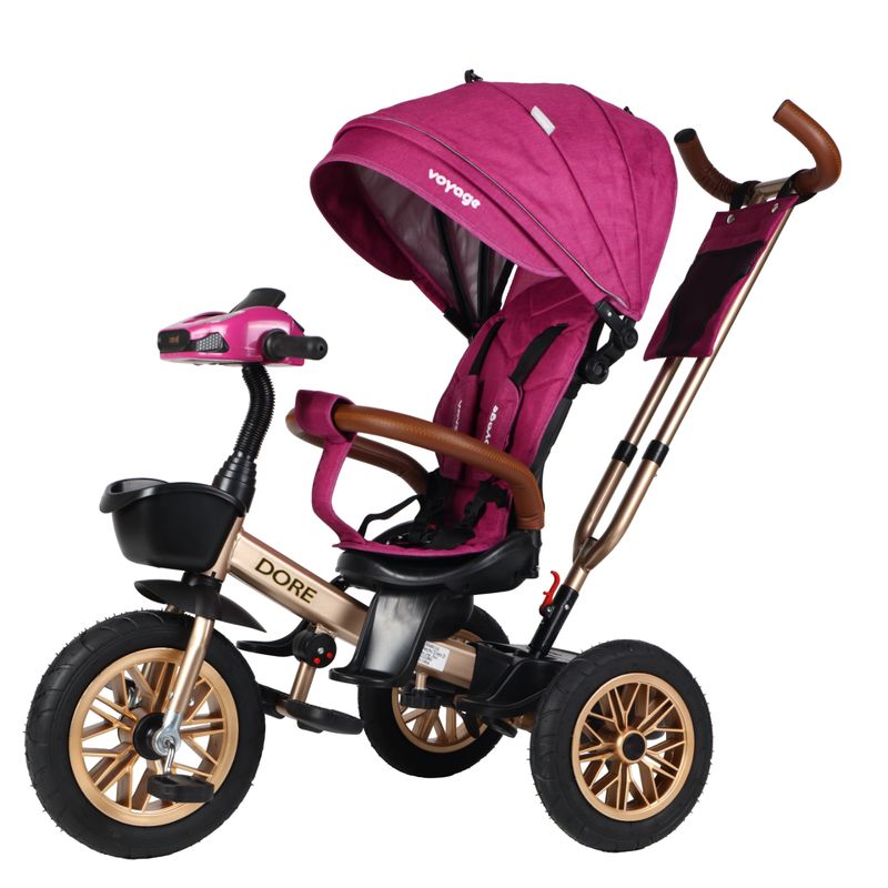 VOYAGE - Triciclo Dore Fucsia 360 Con Reclinación y Bluetooth