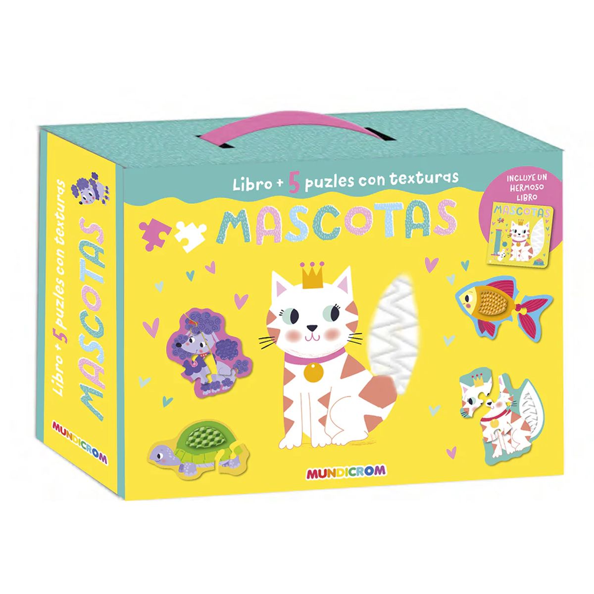 MUNDICROM - Libro Mascotas + 5 Puzles Con Textura - Mundicrom