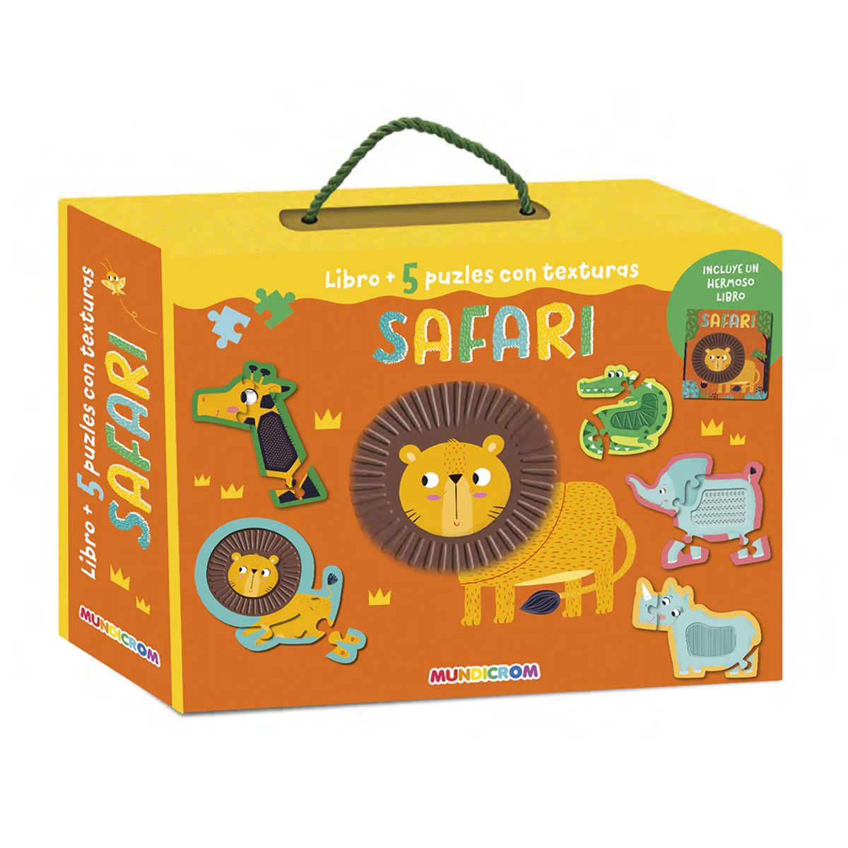MUNDICROM - Libro Safari + 5 Puzles Con Textura - Mundicrom