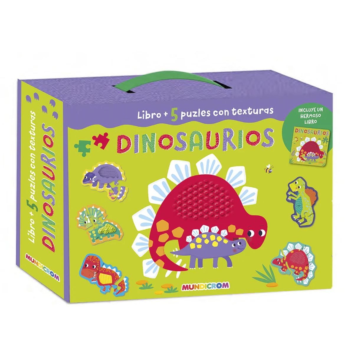 MUNDICROM - Libro Dinosaurios + 5 Puzles Con Textura - Mundicrom