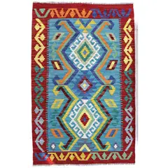 BAZHARS - Alfombra 118X082 cm Artesanal Kilim Vegi