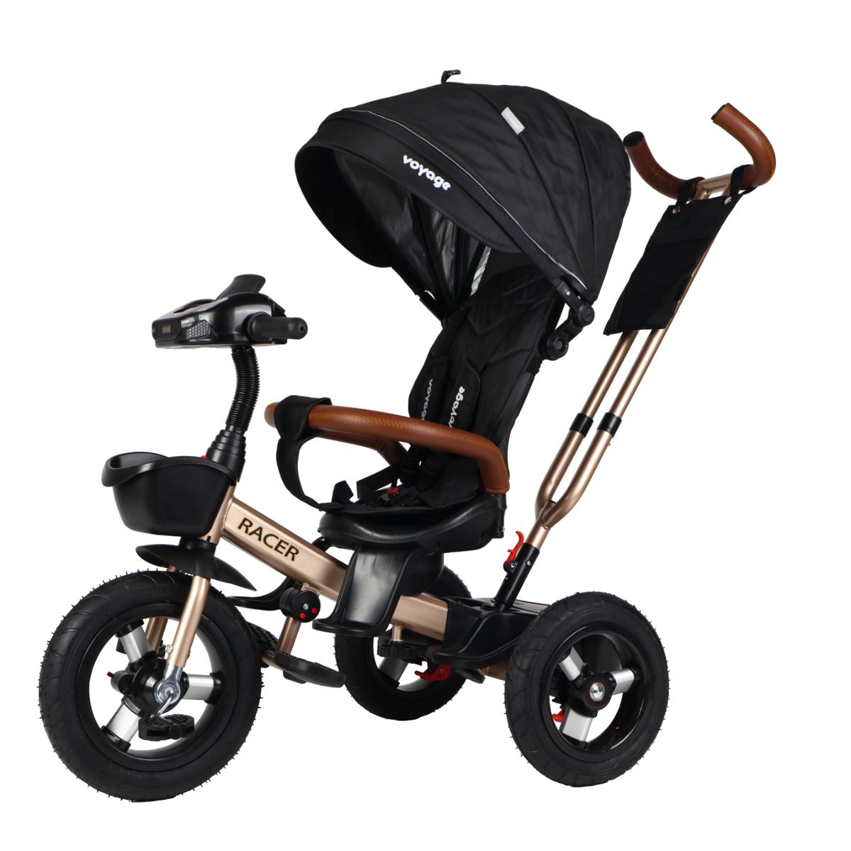 VOYAGE - Triciclo Racer Black 360 Con Reclinación y Bluetooth