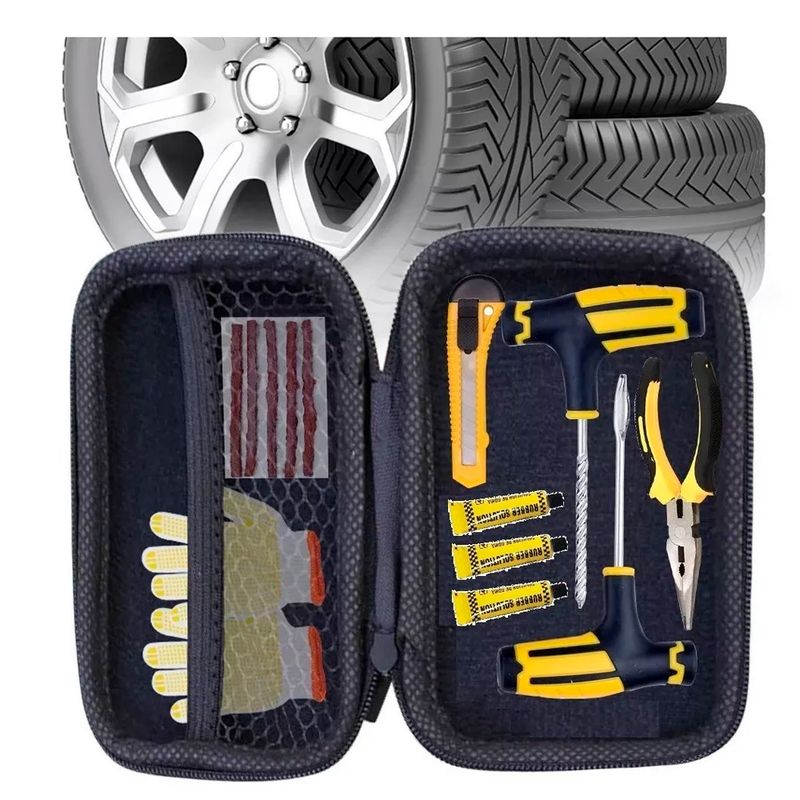 GENERICO - Kit Completo Reparacion Pinchazos Neumaticos Autos + Estuche