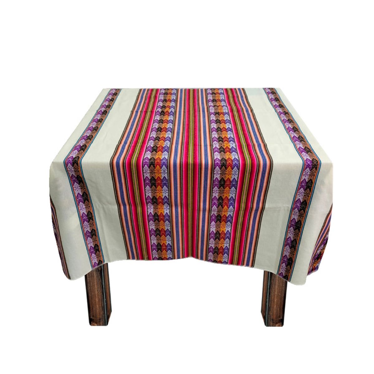 GENERICO - Manta Mantel Con Lineas Aguayo Andina 1.20 X 1.10 Cm Crema