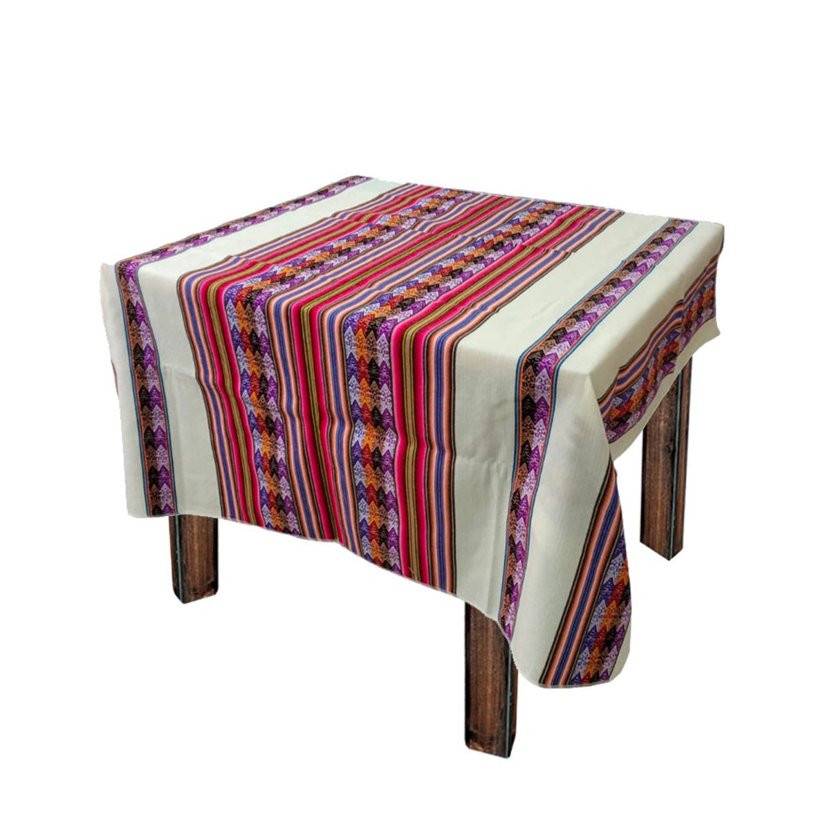 GENERICO - Manta Mantel Con Lineas Aguayo Andina 1.20 X 1.10 Cm Crema