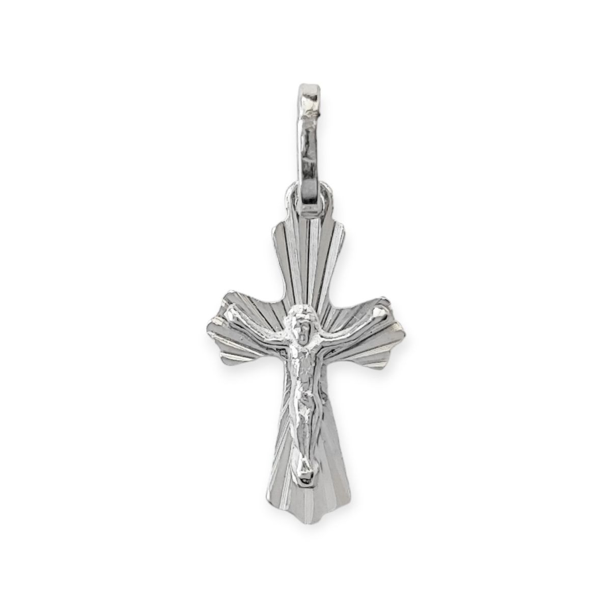 ANDREA COGGIOLA JOYAS - Colgante Mini Cruz Cristo Facetada Plata Fina 925