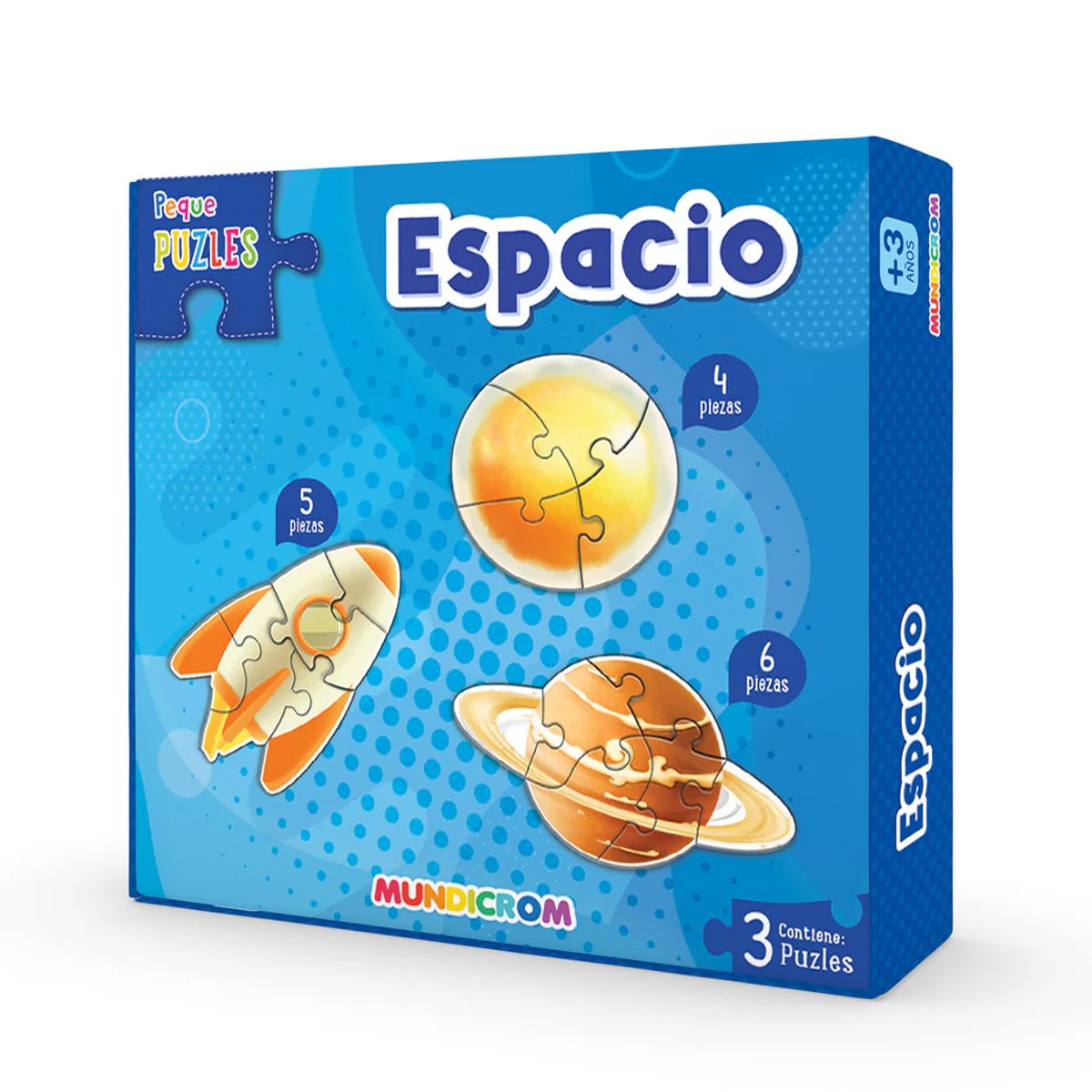 MUNDICROM - Puzle Espacio 3 Figuras, Peque Puzle, Para 3 Años, Mundicrom