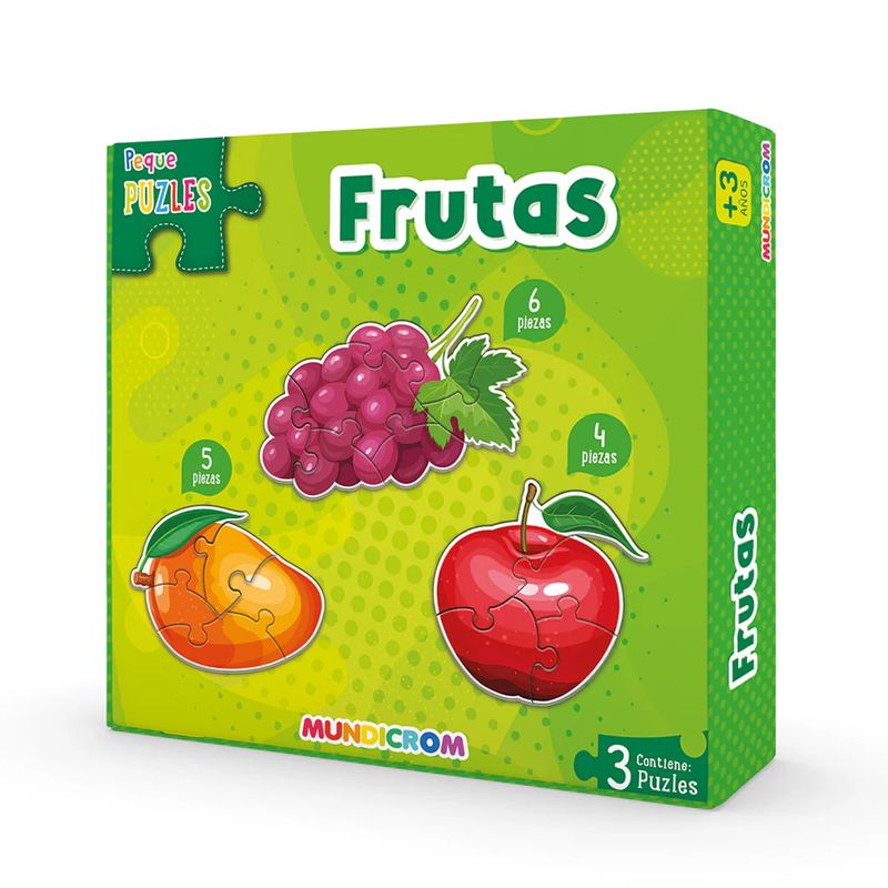 MUNDICROM - Puzle Frutas 3 Figuras, Peque Puzle, Para 3 Años - Mundicrom