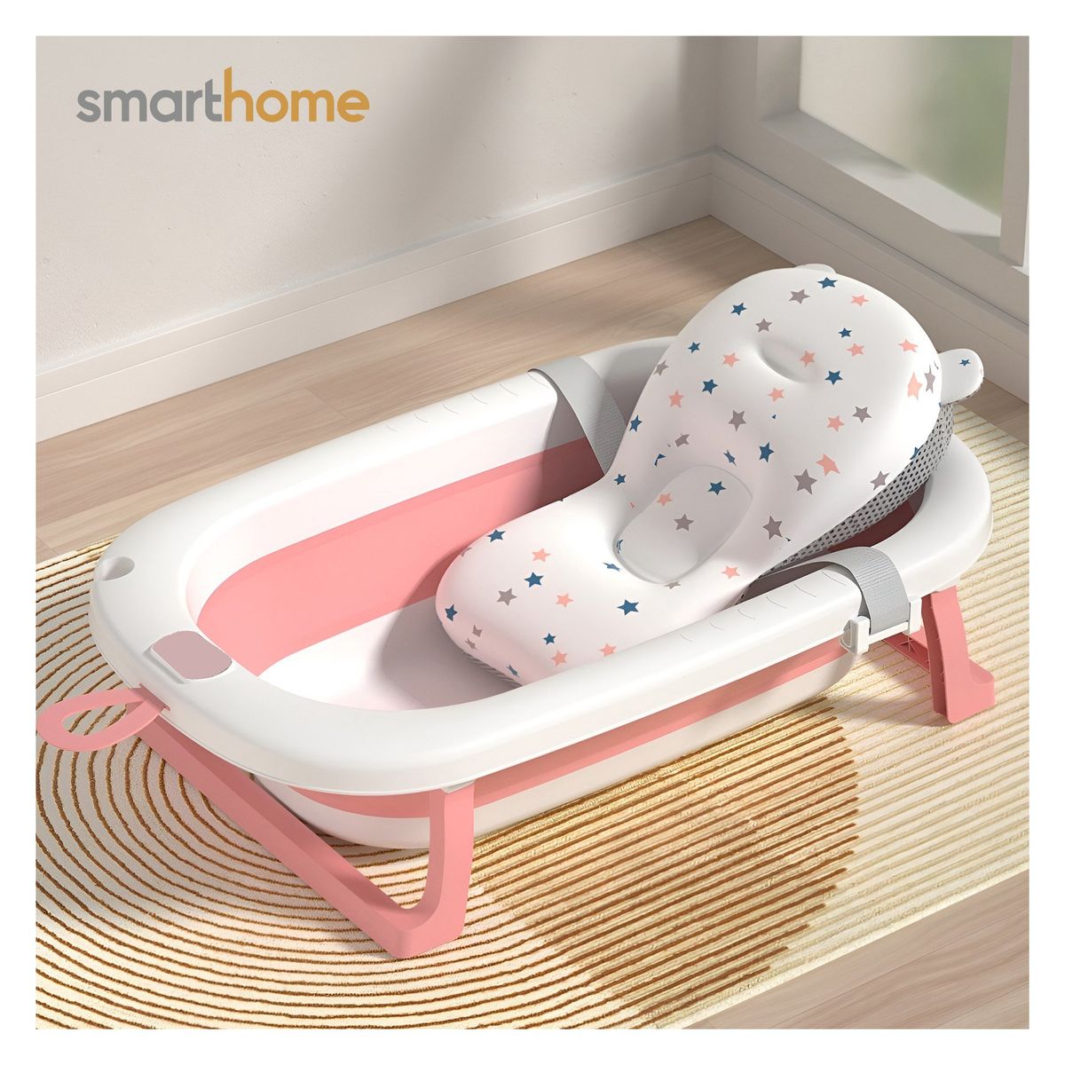 GENERICO - Bañera Plegable para Bebé con Cojín de Baño color Rosa