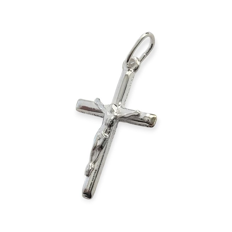 ANDREA COGGIOLA JOYAS - Colgante Cruz Tubo Cristo Plata Fina 925