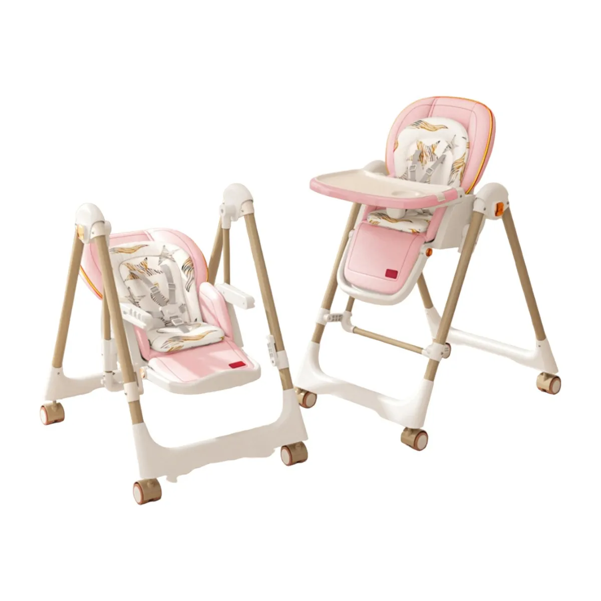 LUBABYCAS - Silla De Comer Columpio 2 En 1 LuBabycas Rosada