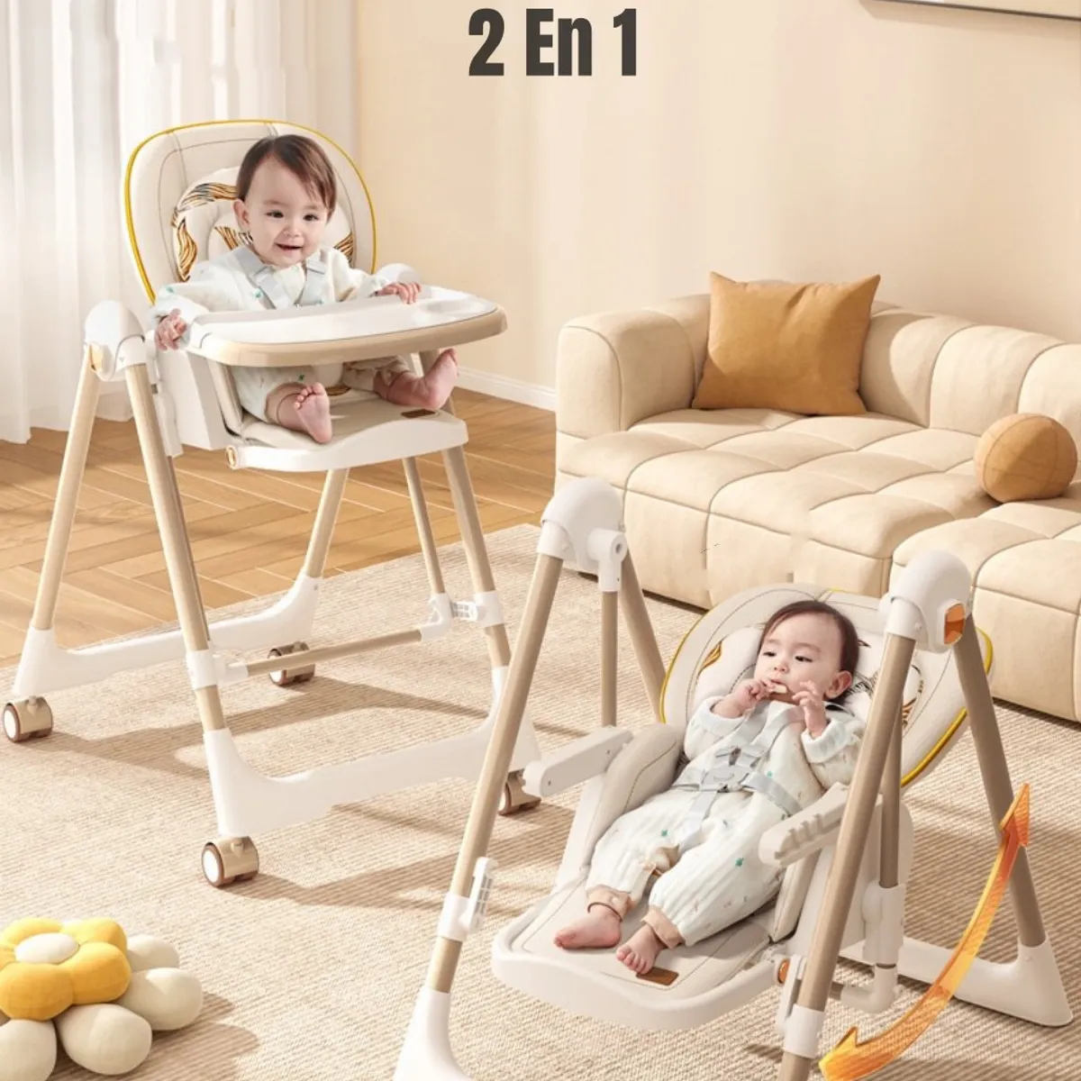 LUBABYCAS - Silla De Comer Columpio 2 En 1 LuBabycas Rosada