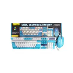 GENERICO - Set Gamer De Teclado Y Mouse Cool Glowing Aoas M-450 AZUL