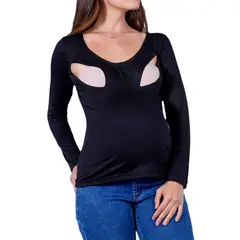 MADREMIA - Camiseta de lactancia Sara negro