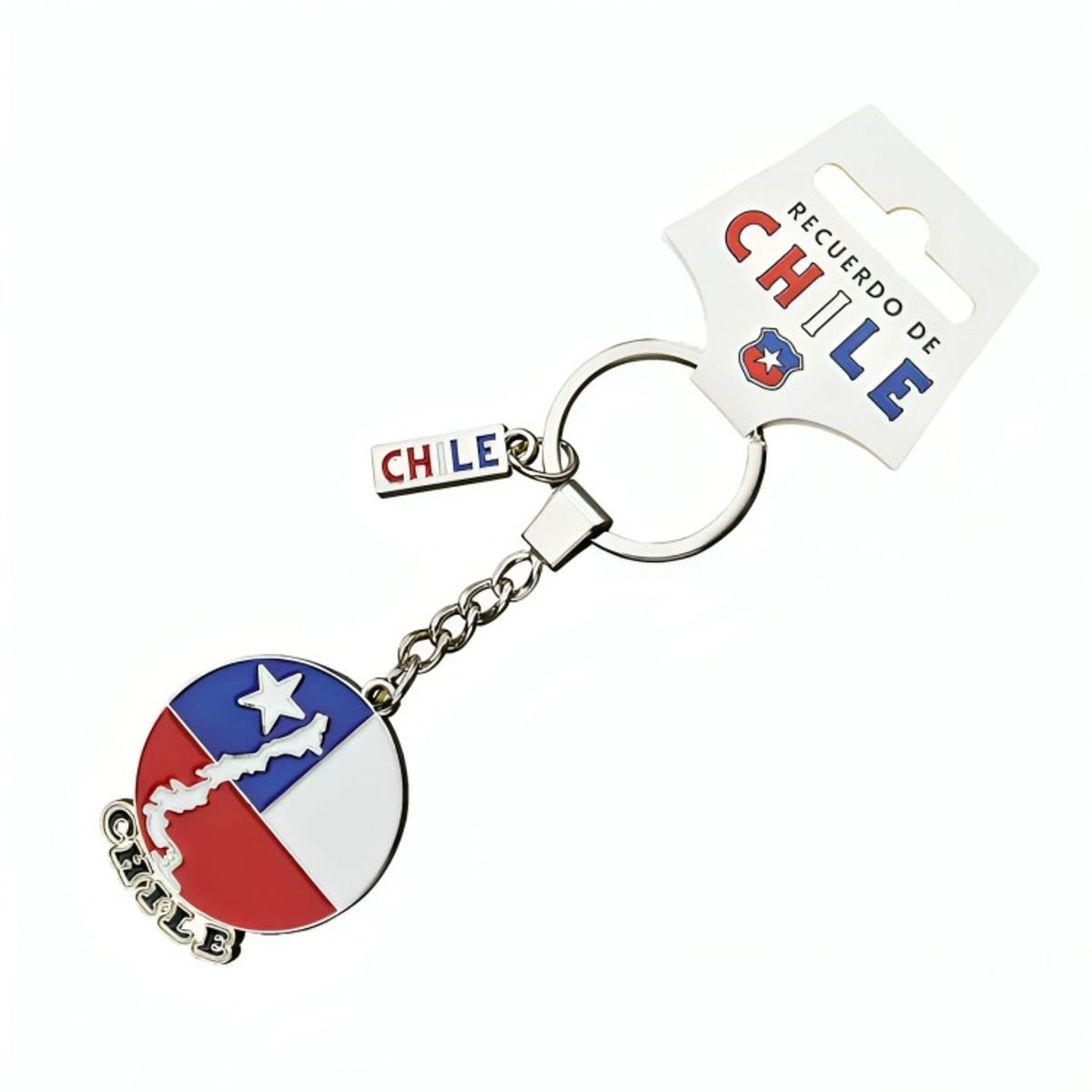 OEM - Pack 4 Pack 4 Llavero Metálico Color Chile Mapa Redonda