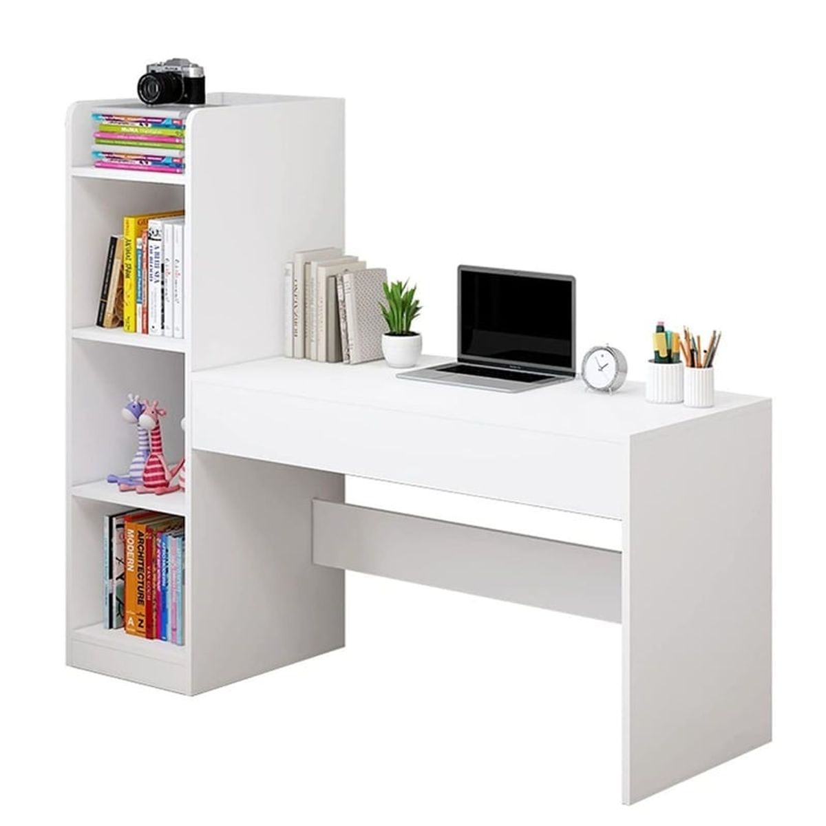 ACTUAL - Escritorio Moderno Blanco Con Repisas