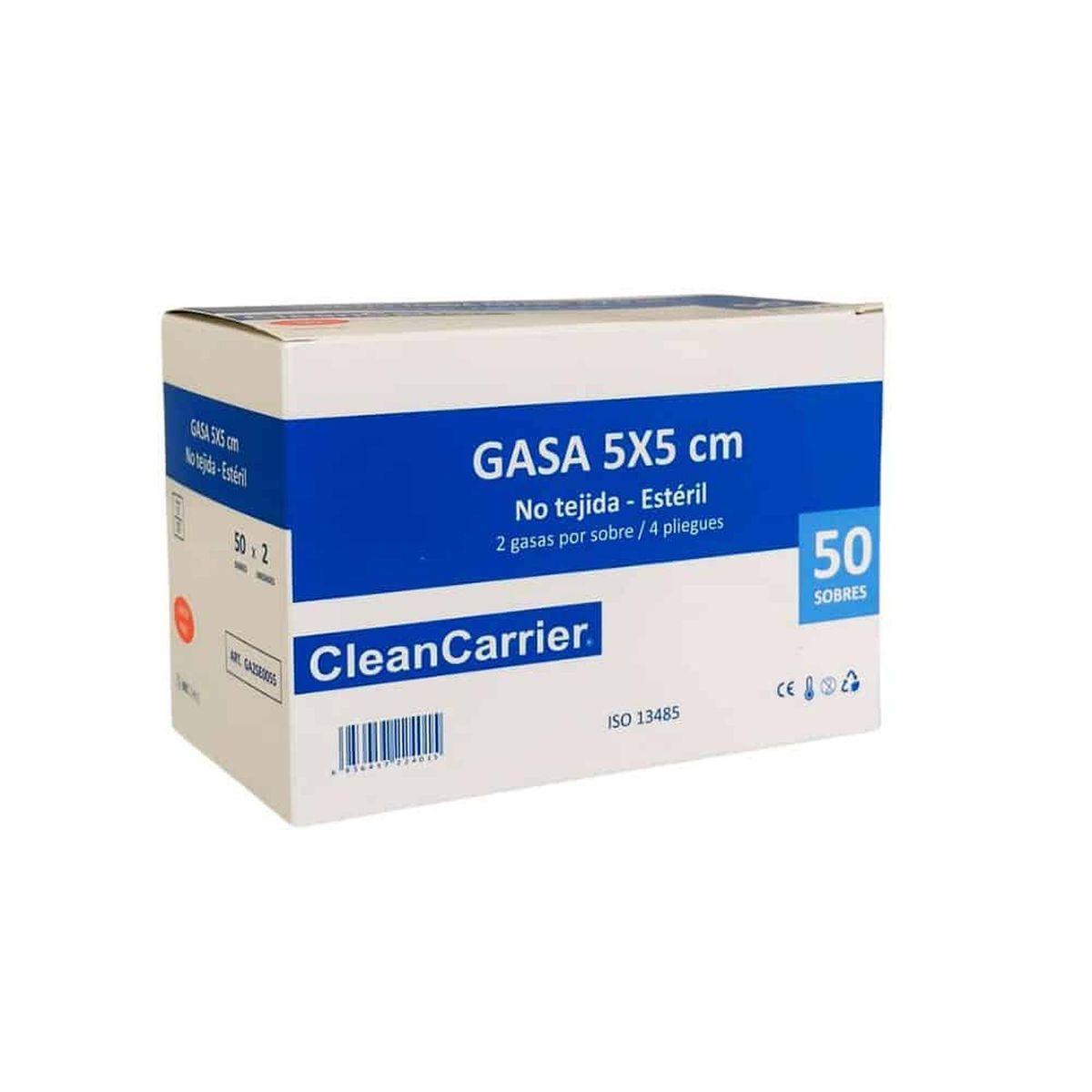 BOTICAMED - Gasa estéril no tejida CleanCarrier 5 X 5 cm - Caja 50 sobres