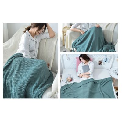 Imagen 2 del producto Manta para Sofá o Piecera Blanket Modelo Tejido y Borlas Color Menta