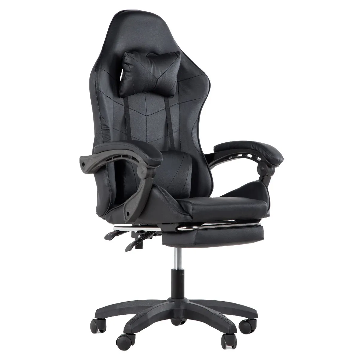 LUMAX - Silla Gamer Ergonomica Kingshouse con Apoyapies Negra