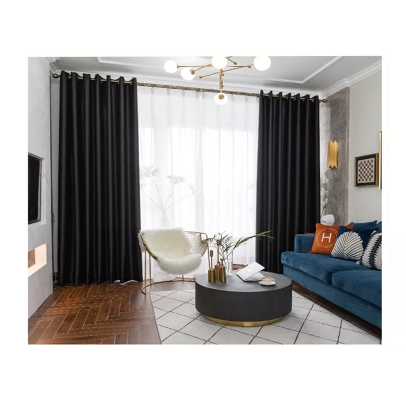 GENERICO - 2 Cortinas Opacas Para Sala De Estar O Habitación 140x240cm Color Negro
