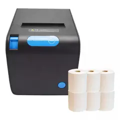 GENERICO - Impresora Térmica Recibo Puerto Ethernet Usb + 6 Rollos 80 M