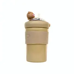 OEM - Vaso De Vidrio Hermético Con Bombilla cafe oso