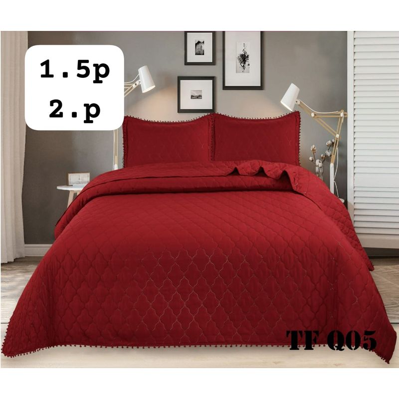 GENERICO - Cubrecamas quilt verano con pompones premium 15p