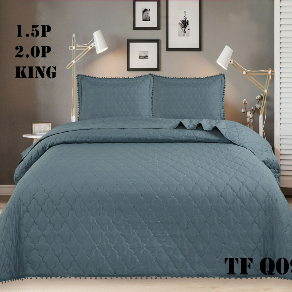 GENERICO - Cubrecamas quilt verano con pompones premium 2 PLAZAS