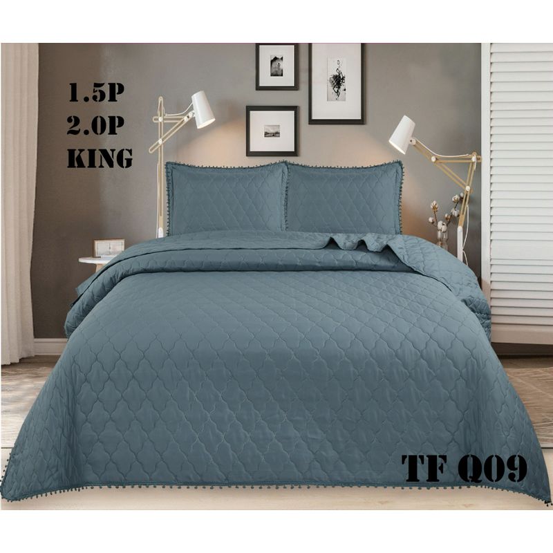 GENERICO - Cubrecamas quilt verano con pompones premium 2 PLAZAS