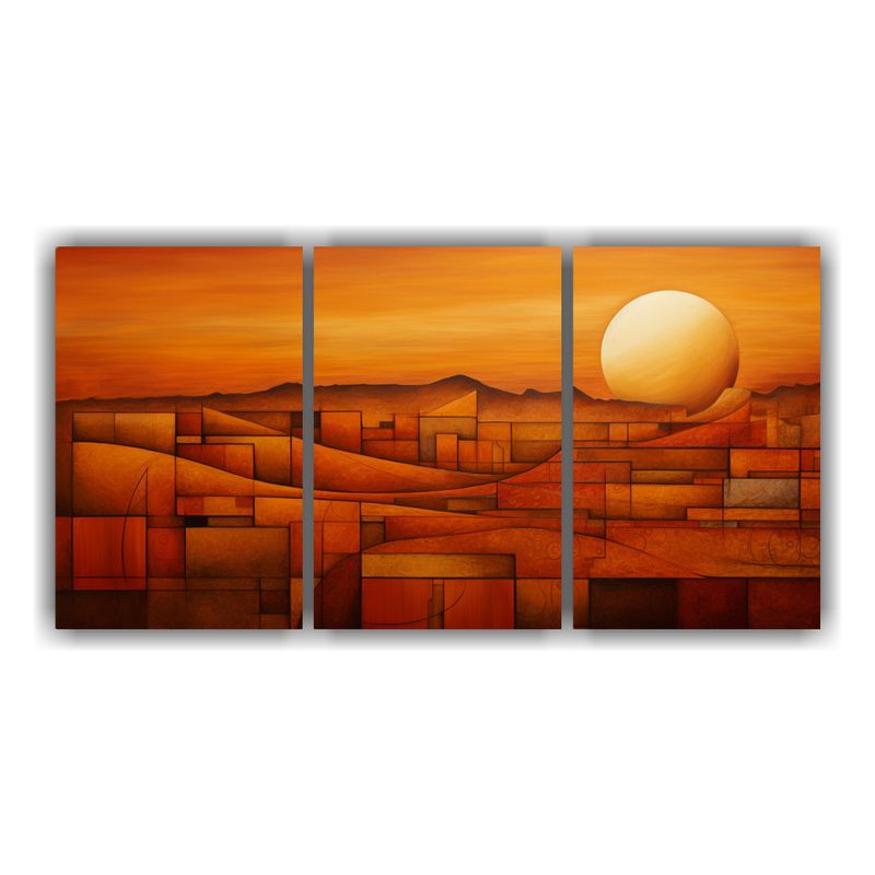 GENERICO - Cuadros Abstractos En Tonos Tierra Set 3 Lienzos Decorativos 240x120cm