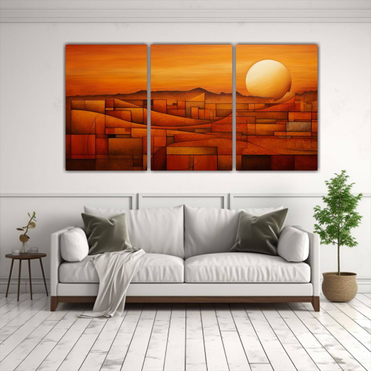 GENERICO - Cuadros Abstractos En Tonos Tierra Set 3 Lienzos Decorativos 240x120cm