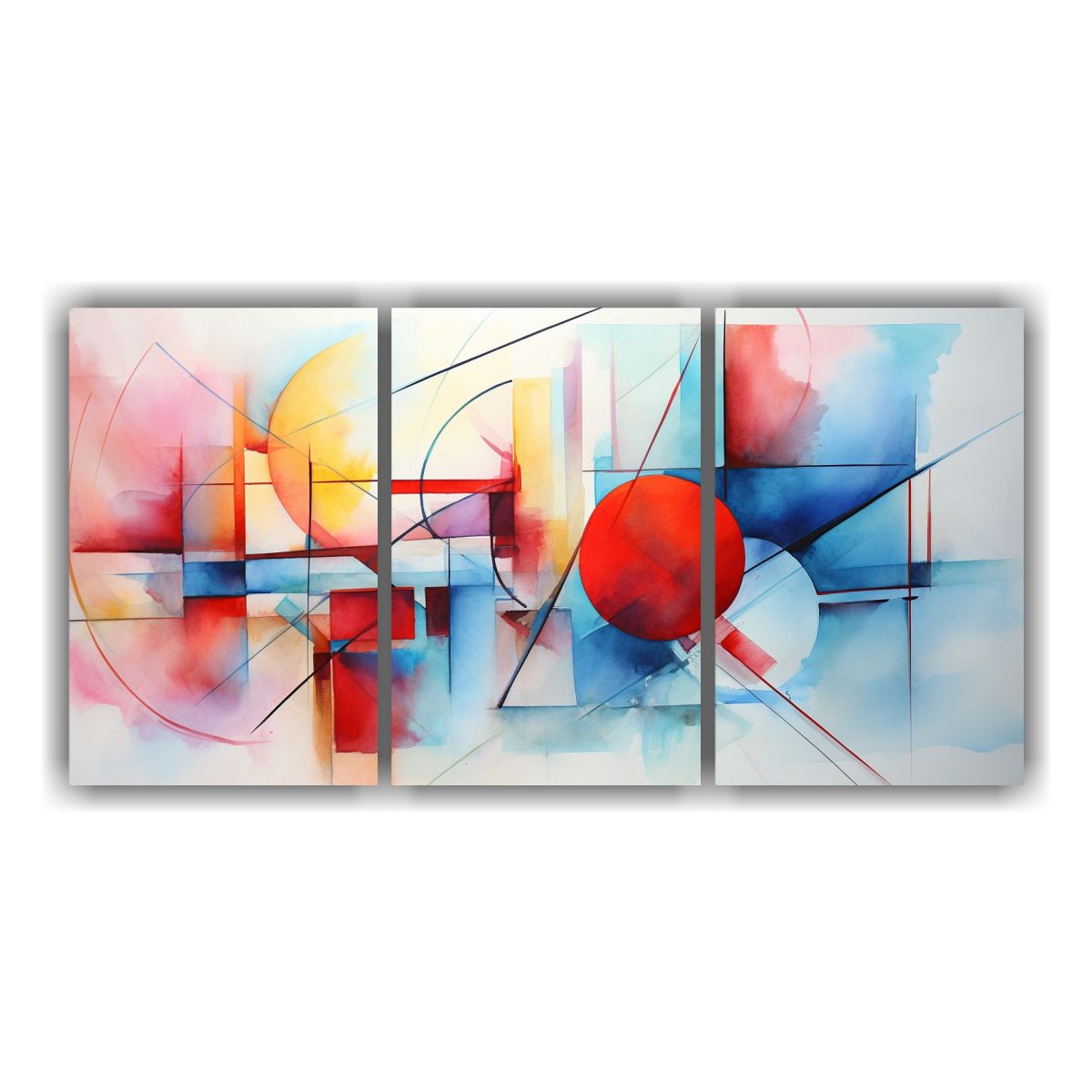 GENERICO - Cuadro Decorativo Abstracto En Acuarela Hermoso Set 3 Dimens 240x120cm