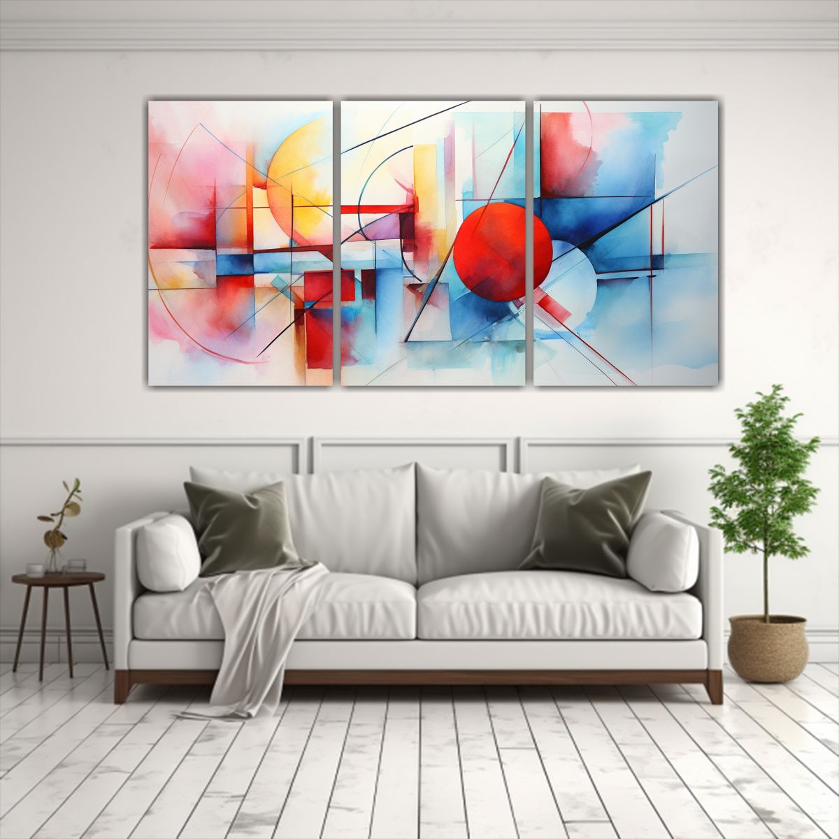 GENERICO - Cuadro Decorativo Abstracto En Acuarela Hermoso Set 3 Dimens 240x120cm