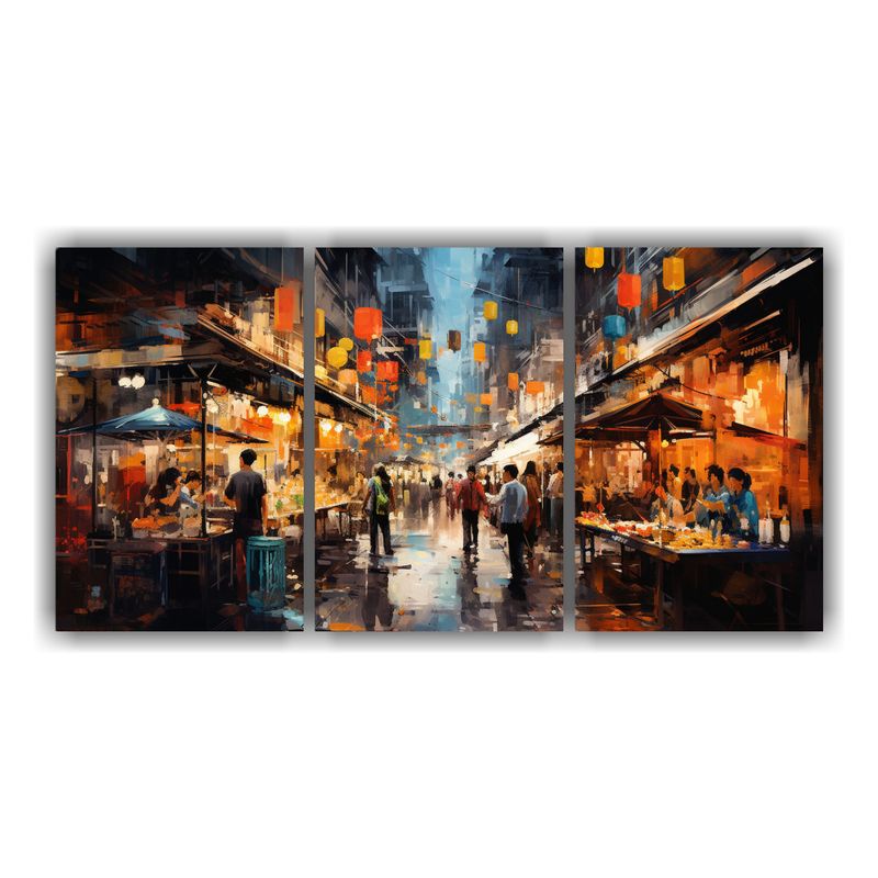 GENERICO - Cuadro Decorativo Movimiento Dimensiones Mercado Nocturno As 240x120cm