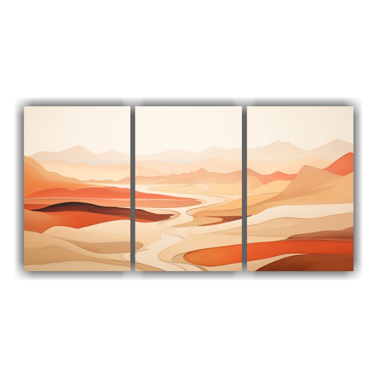 GENERICO - Paisaje Sereno Del Desierto En Tres Telas Impresas De Bastid 240x120cm